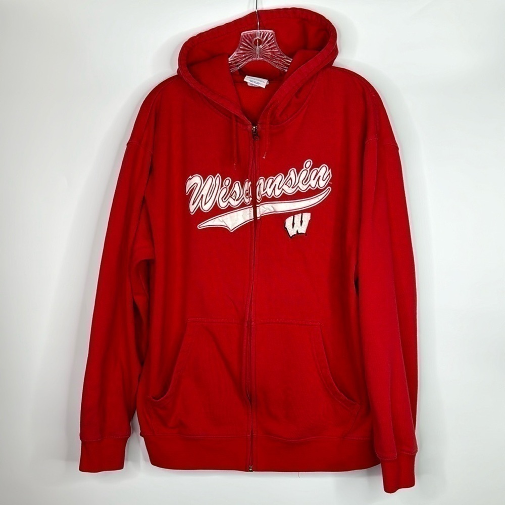 NCAA Wisconsin Badgers Full Zip Hooded Sweatshirt Size Large